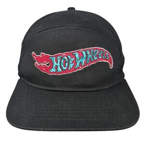 Hot Wheels Snapback Hat Solid Black One Size Adjustable Casual Outdoor